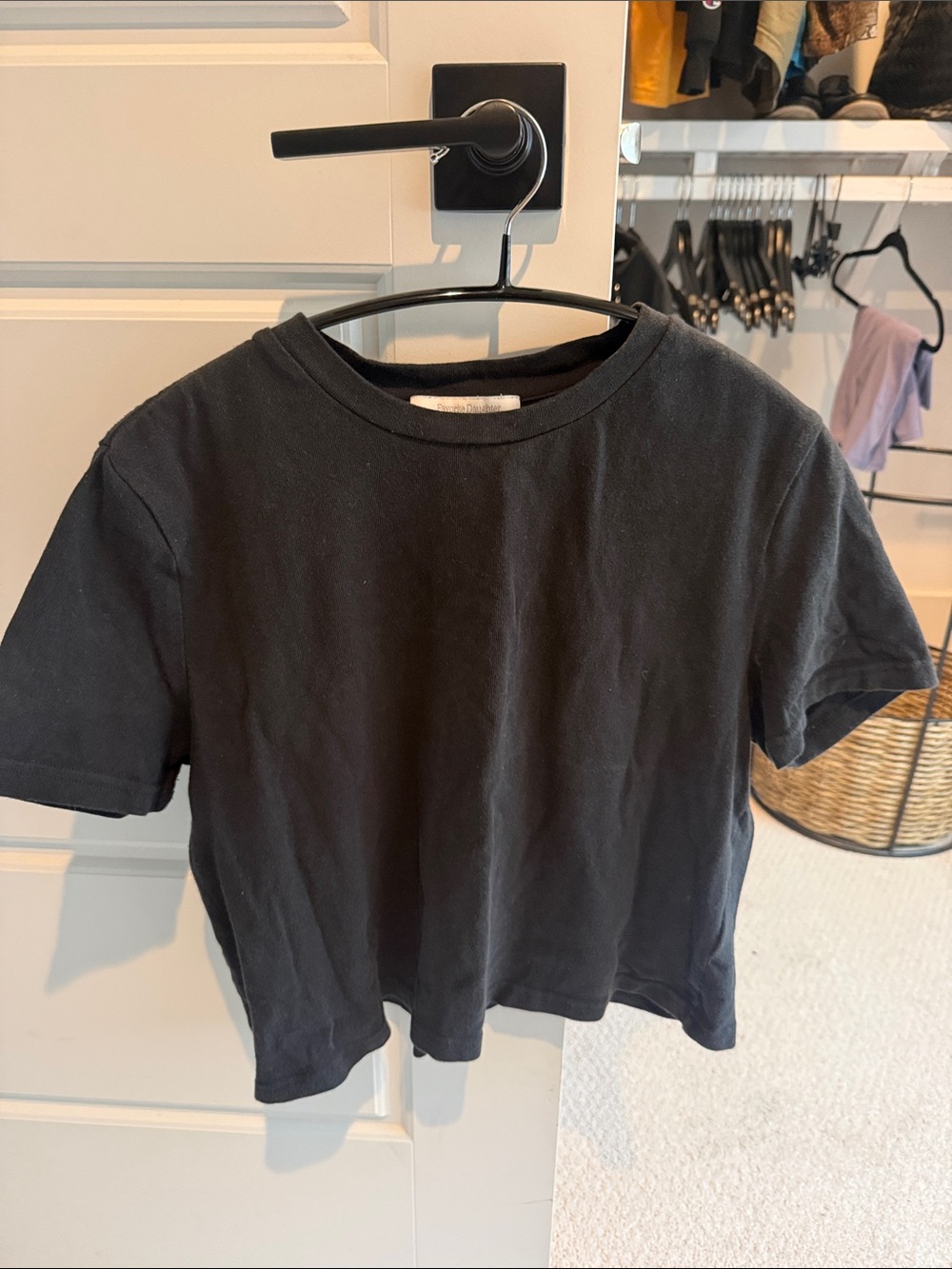 Favorite Daughter Black Short Sleeve Crewneck Tee
